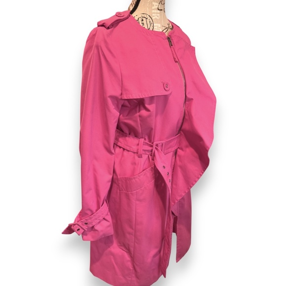 BCBGMAXAZRIA Raspberry Pink Belted Trench Coat – Size M - Picture 6 of 12